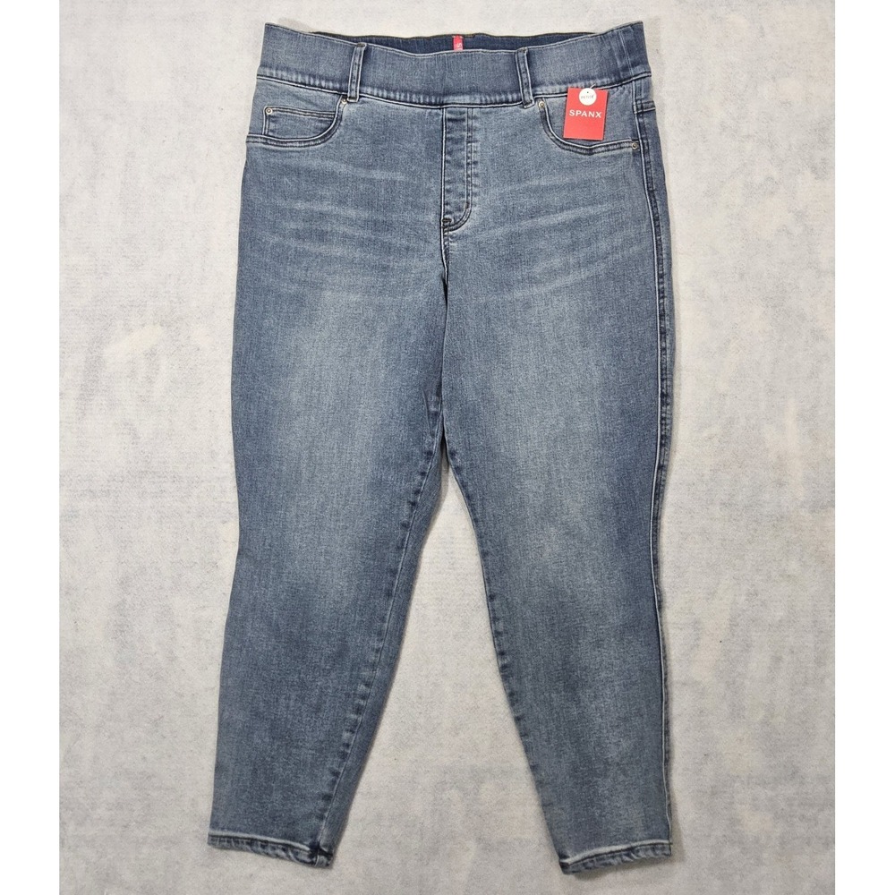SPANX Jeans Sz 1X 1Xp Petite NEW Skinny Ankle Cropped High Rise Short Blue
